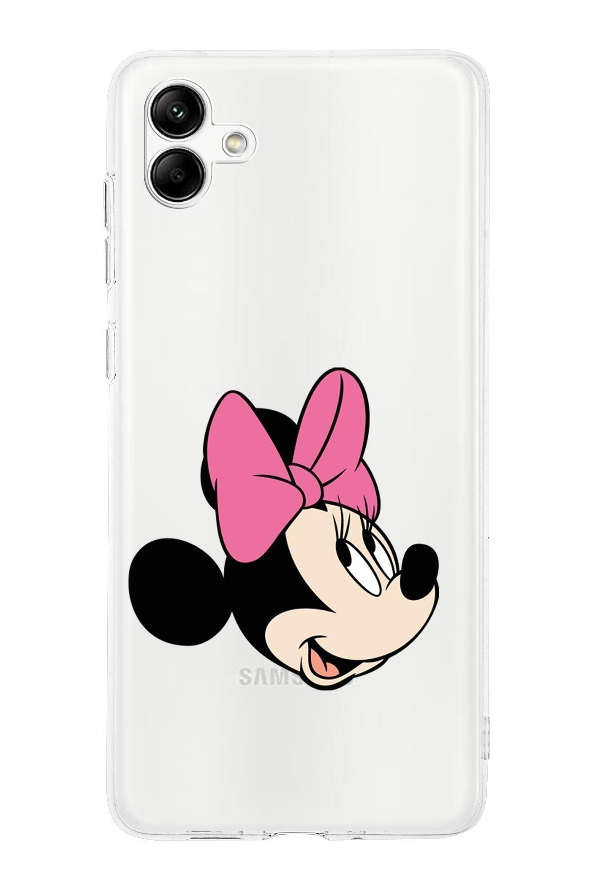 Samsung Galaxy A05 Kamera Korumalı Kapak Minnie Mouse Tasarımlı Şeffaf Kılıf