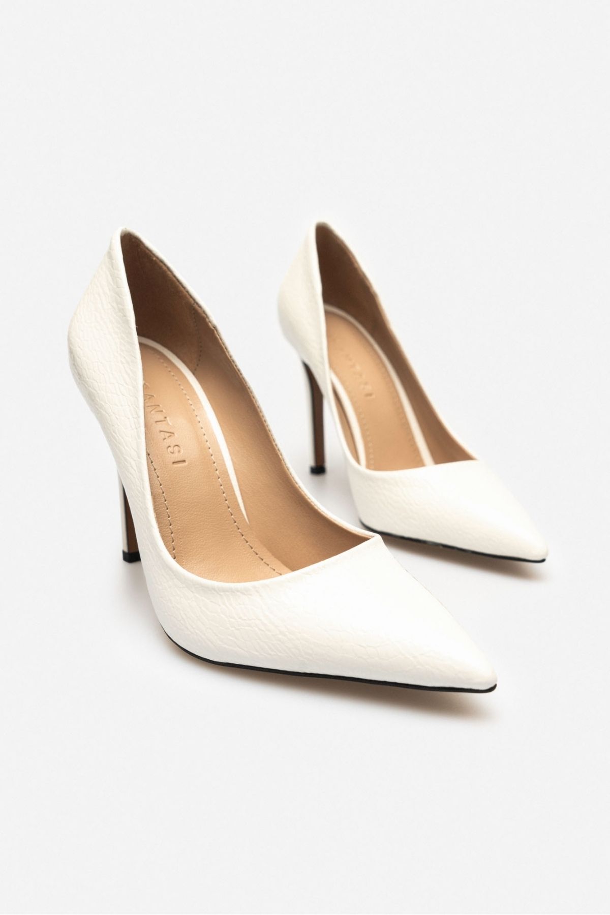 NİŞANTAŞI SHOES-Stiletto de damă cu vârf ascuțit din piele lăcuită cu model alb Demacia 7