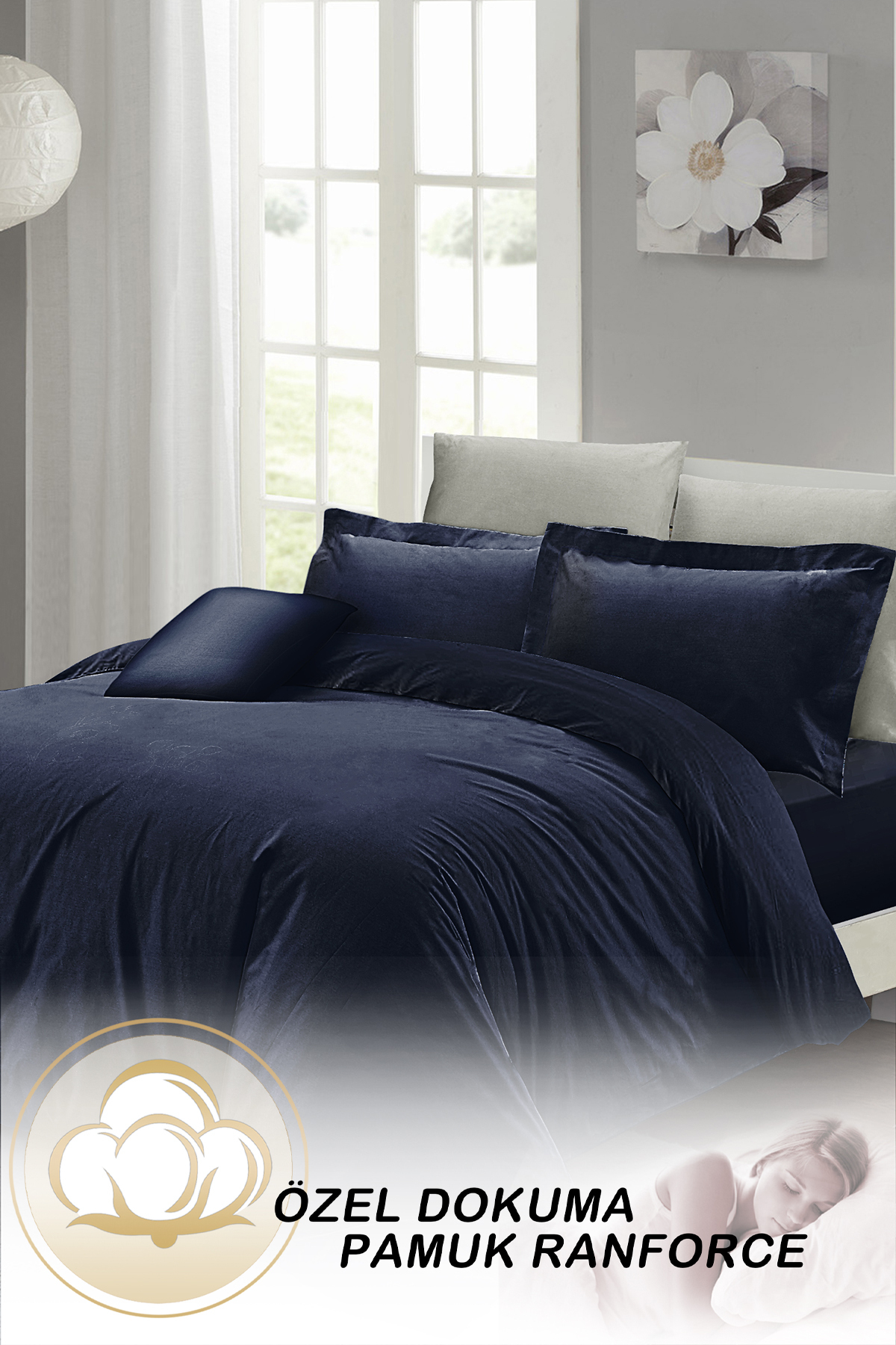 سرویس روتختی  آبی سرمه ای مونوهومMonohome | monohome46620 اورجینال - تصویر 4