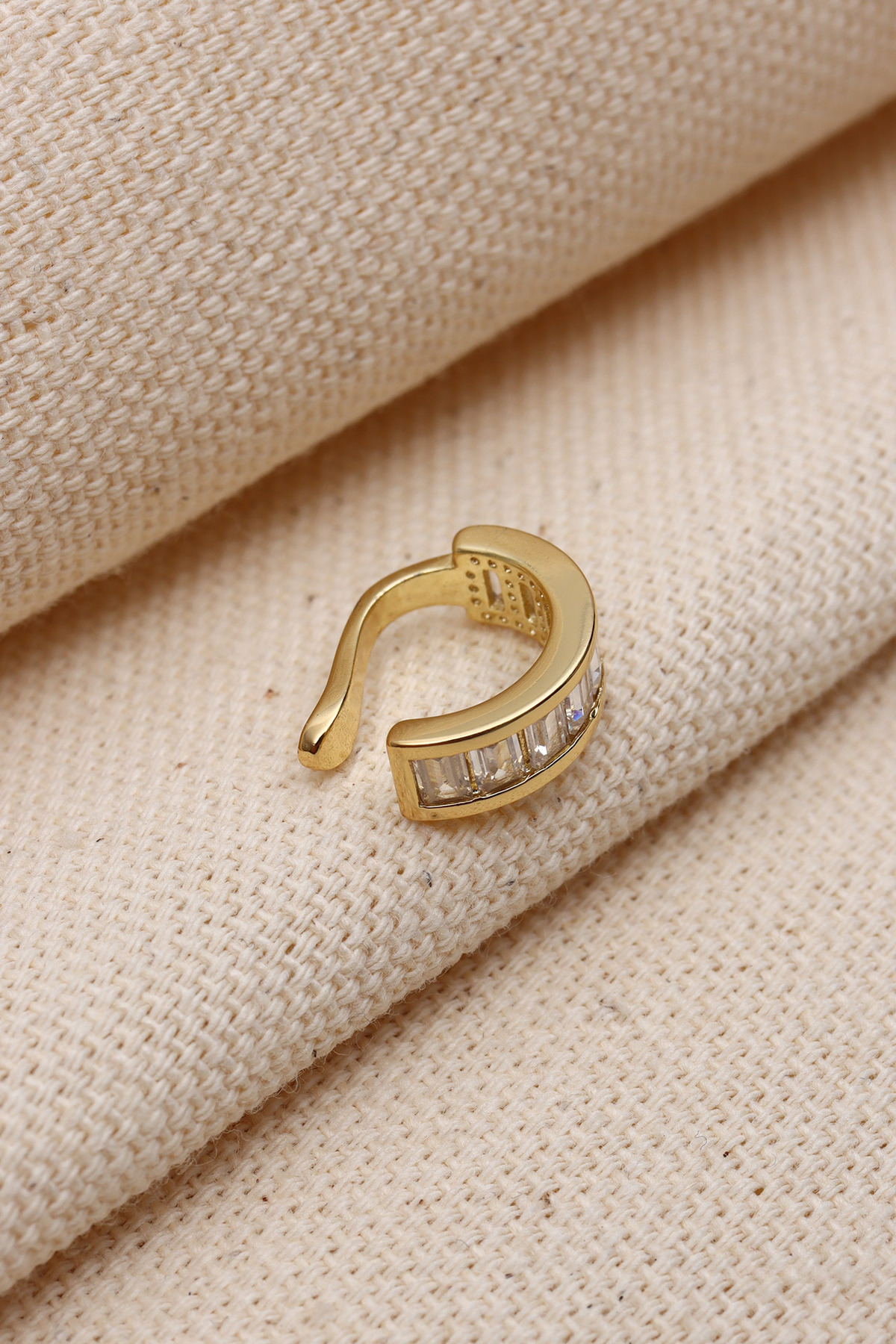 Baget Taşlı Gold Renk Ear Cuff Kıkırdak Küpe (VİP) 2