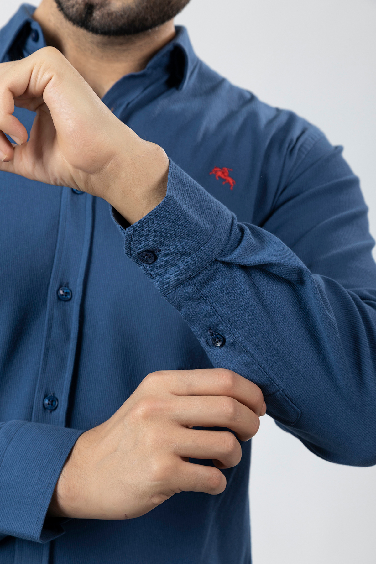 پیراهن مردانه آبی سرمه ای polo air | PA-180 اورجینال - تصویر 6