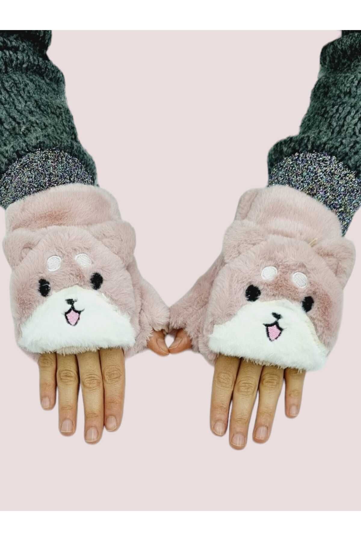 Tezzgelsin Children s Cat Patterned Half Finger Covered Winter