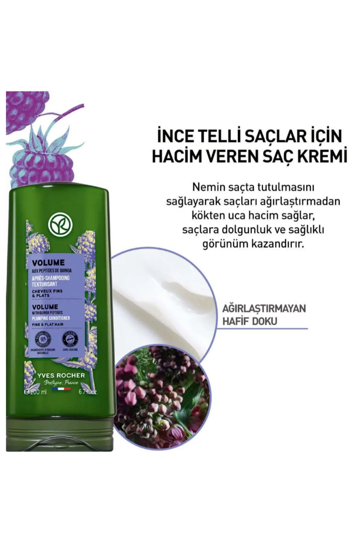Yves Rocher-Terrific VoluMizing Conditioner - thin String and Volume Quinoa Peptides and Agave 200 ml 3
