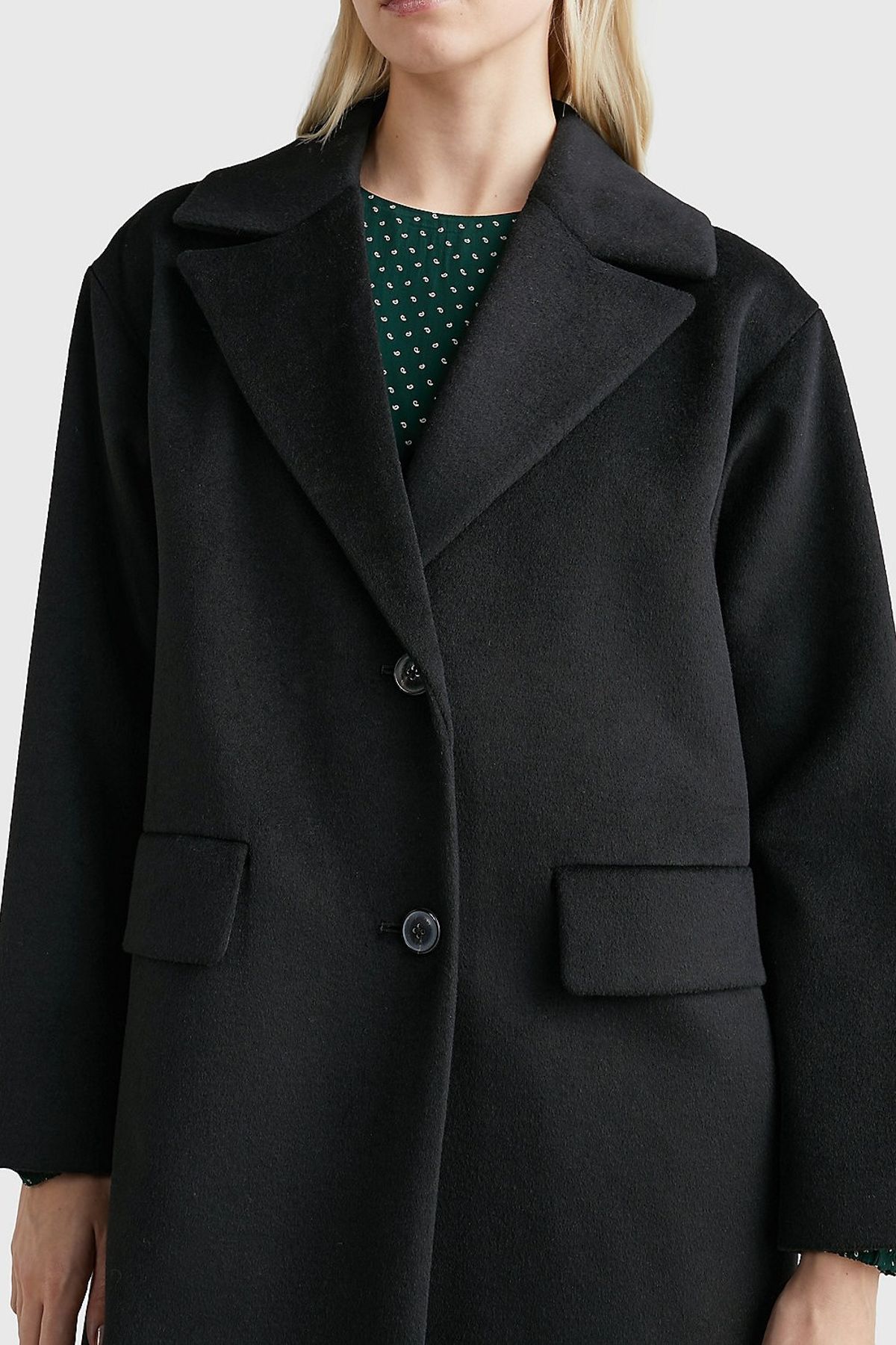 Tommy hilfiger black coat ladies sales