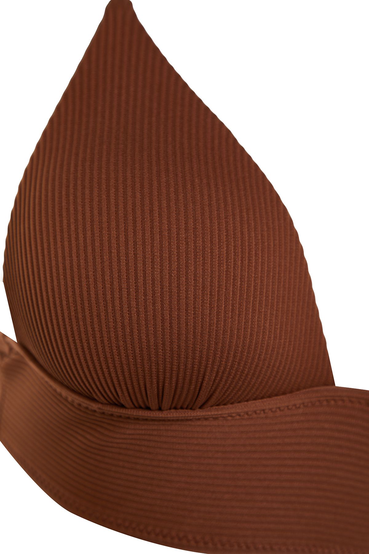 Trendyol Collection-Brown Triangle Push Up Textured Bikini Top TBESS21BU0010 7