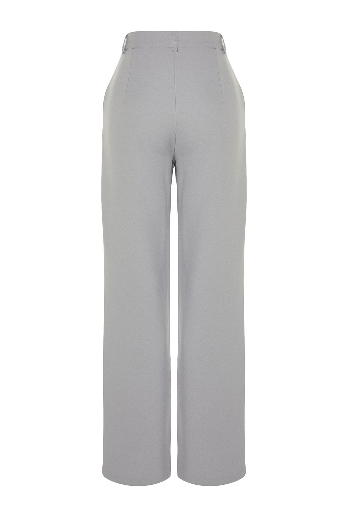 Trendyol Collection-Graue, gerade geschnittene, plissierte Webhose in limitierter Auflage TWOAW23PL00401 14