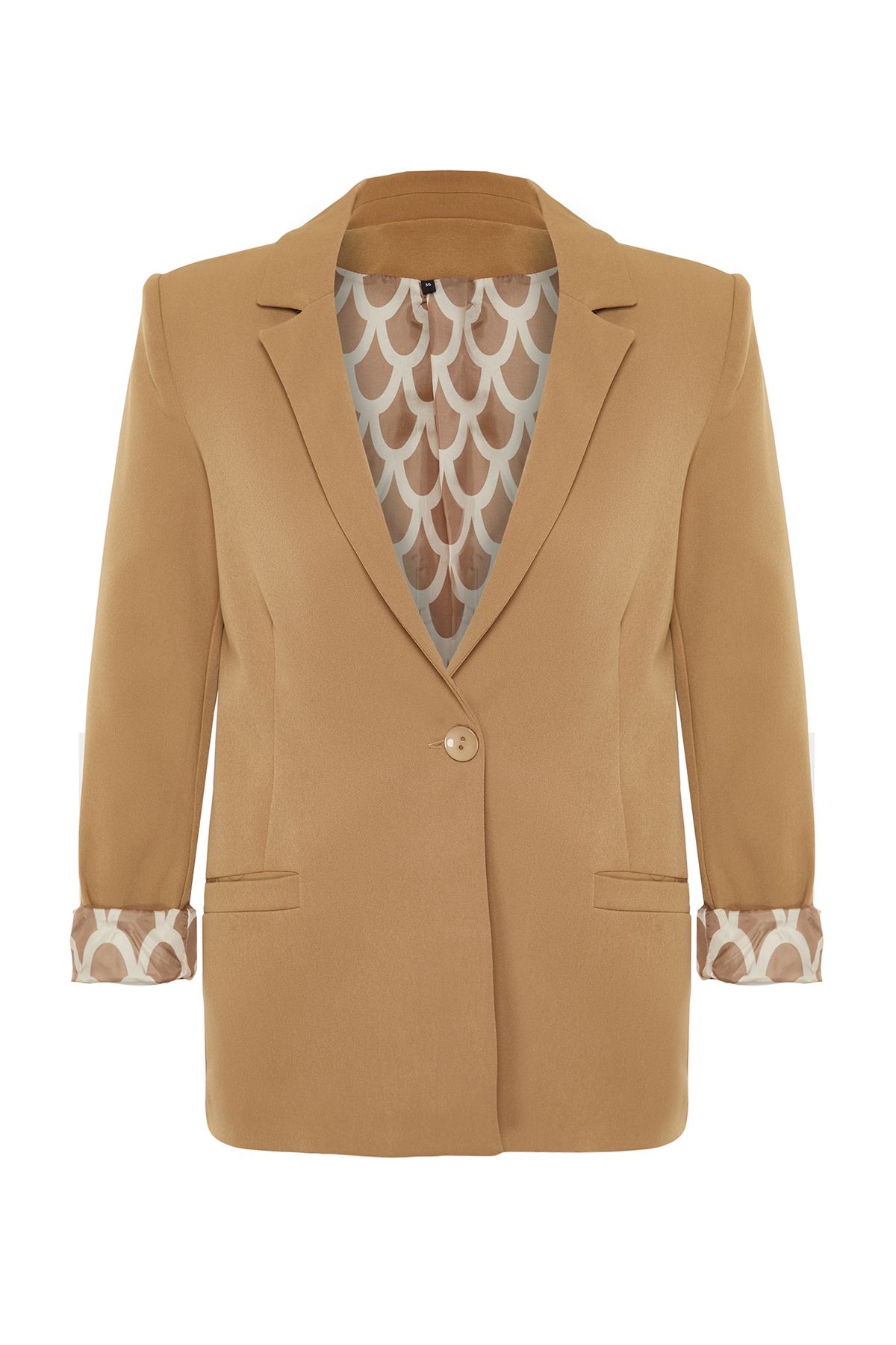 Trendyol Collection Dark Beige Regular Lining Detailed Woven Blazer Jacket TWOAW20CE0316