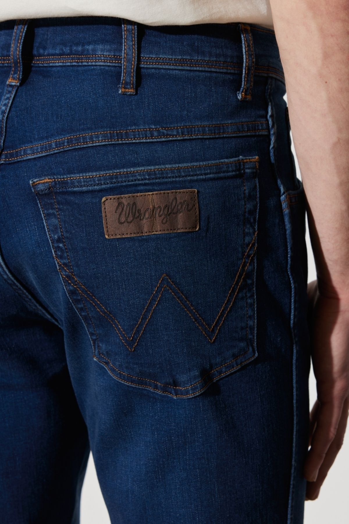 WRANGLER-بنطال جينز تكساس سليم فيت سليم فيت بخصر عادي أزرق داكن مرن من الدنيم 6