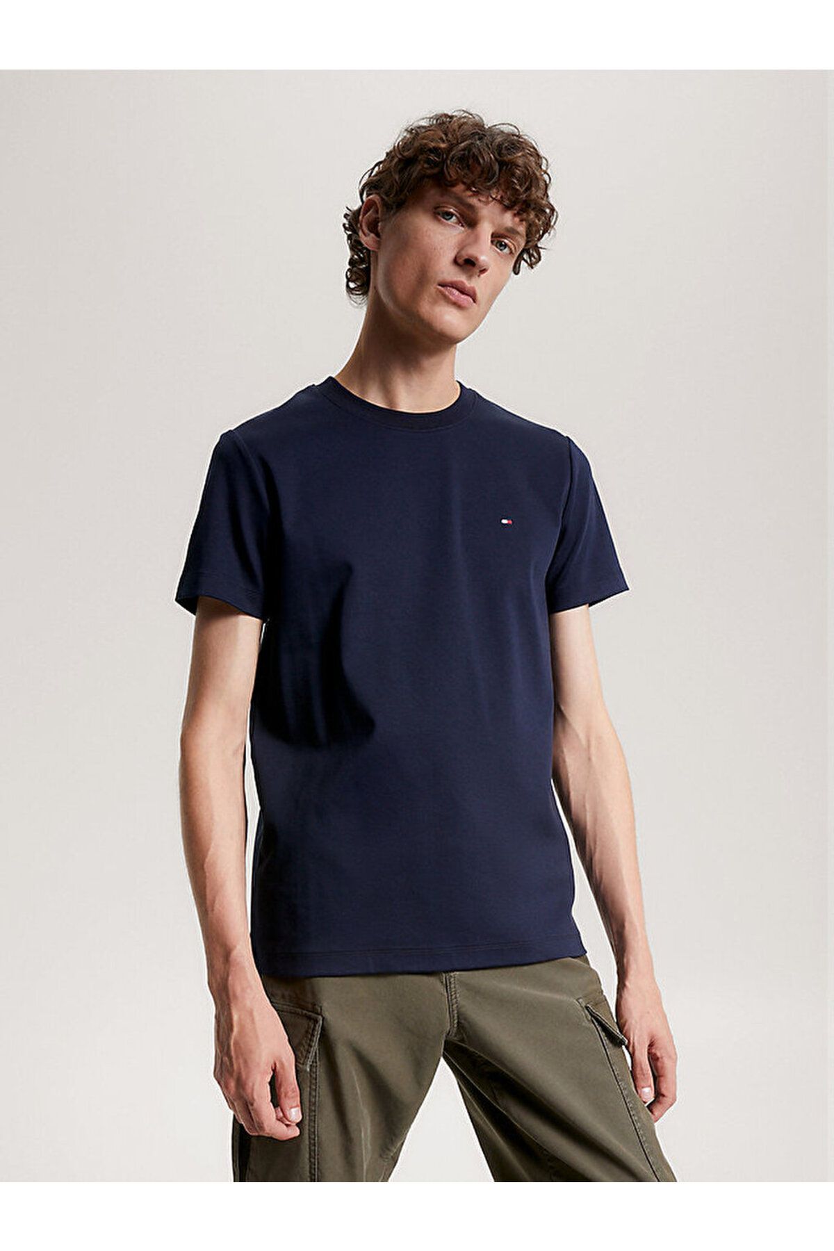 لوگوی مردانه نخی استفاده روزانه از تی شرت آبی سرمه ای MW0MW33202-DW5 Tommy Hilfiger