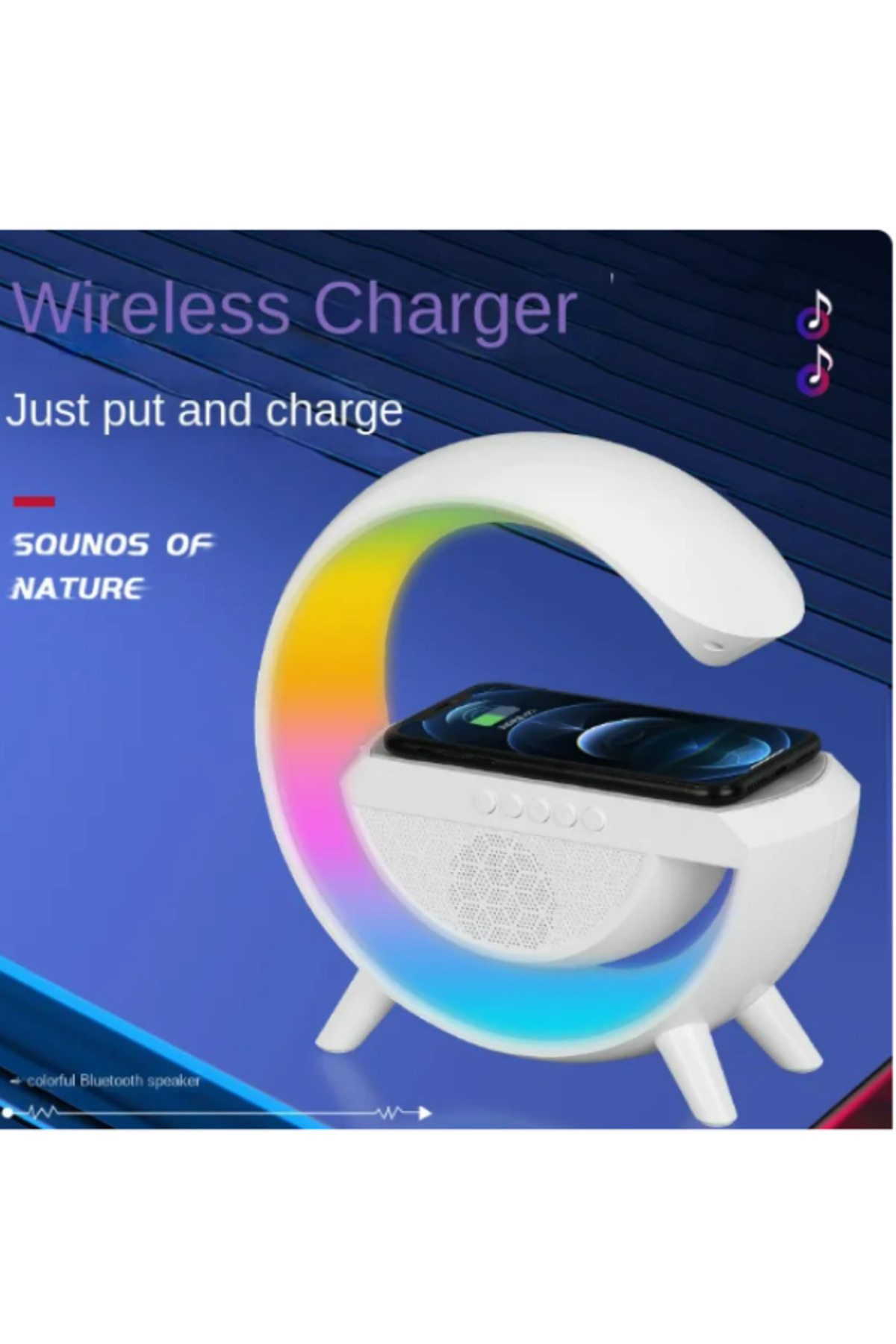 Akıllı Gece Lambası Speaker Bluetooth Hoparlör Kablosuz Şarj Rgb Masa Lambası Yatak Odası Dekor 3in1 8