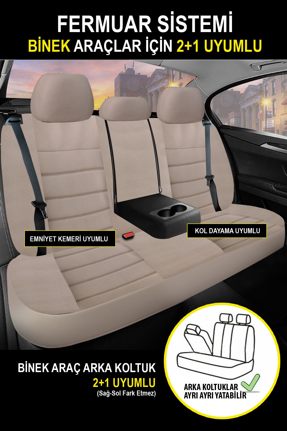 GM-DESIGN-Onyx Beige Fiat Bravo Compatible Car Seat Cover 2