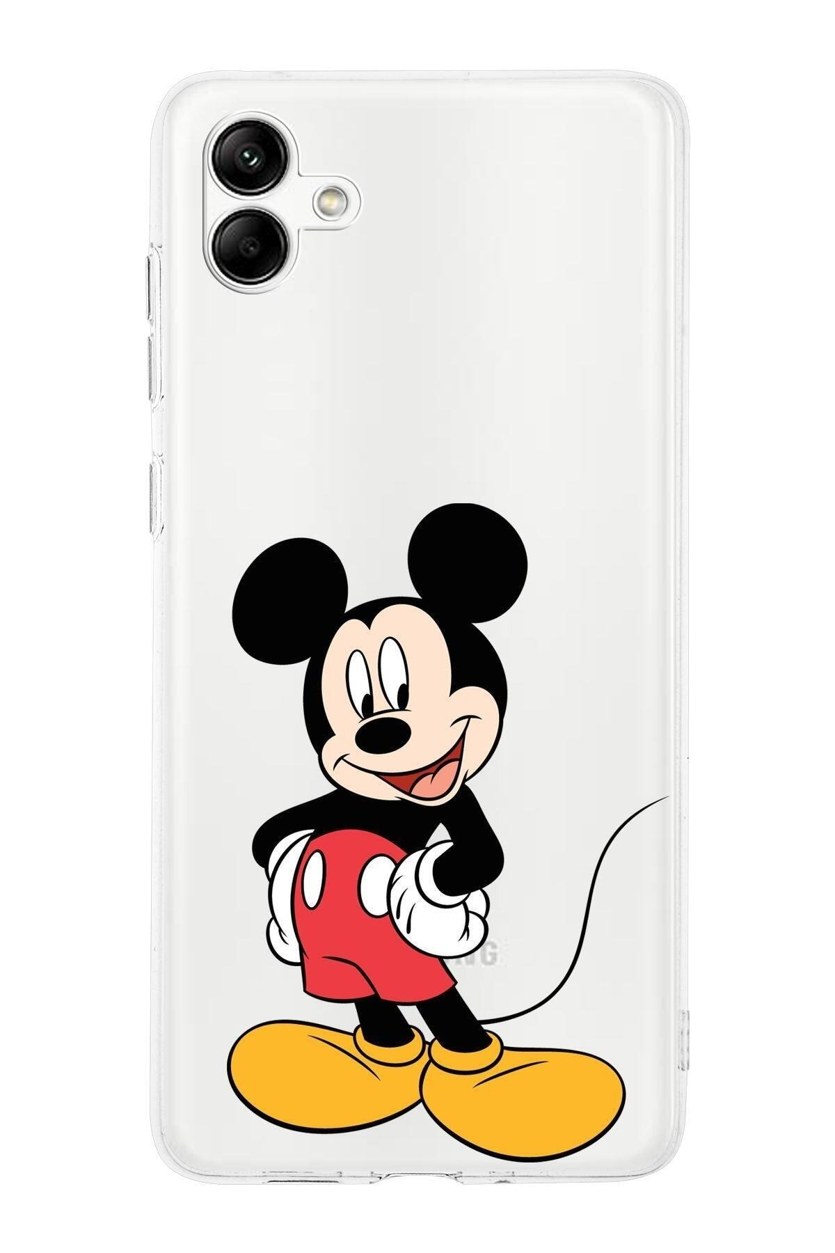 Samsung Galaxy A05 Kamera Korumalı Kapak Mickey Mouse Tasarımlı Şeffaf Kılıf
