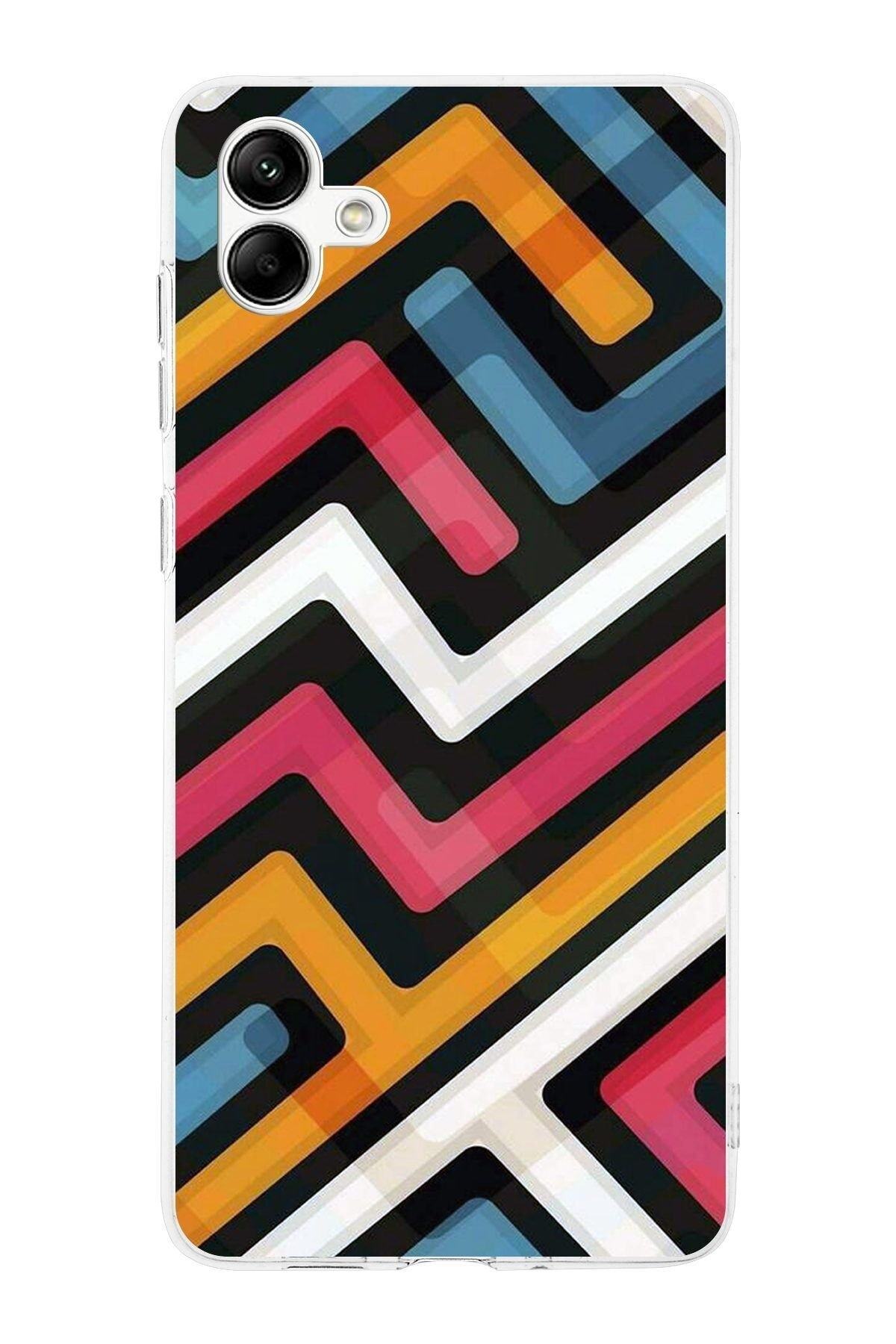 Samsung Galaxy A05 Kamera Korumalı Kapak Labirent Grafiti Tasarımlı Şeffaf Kılıf