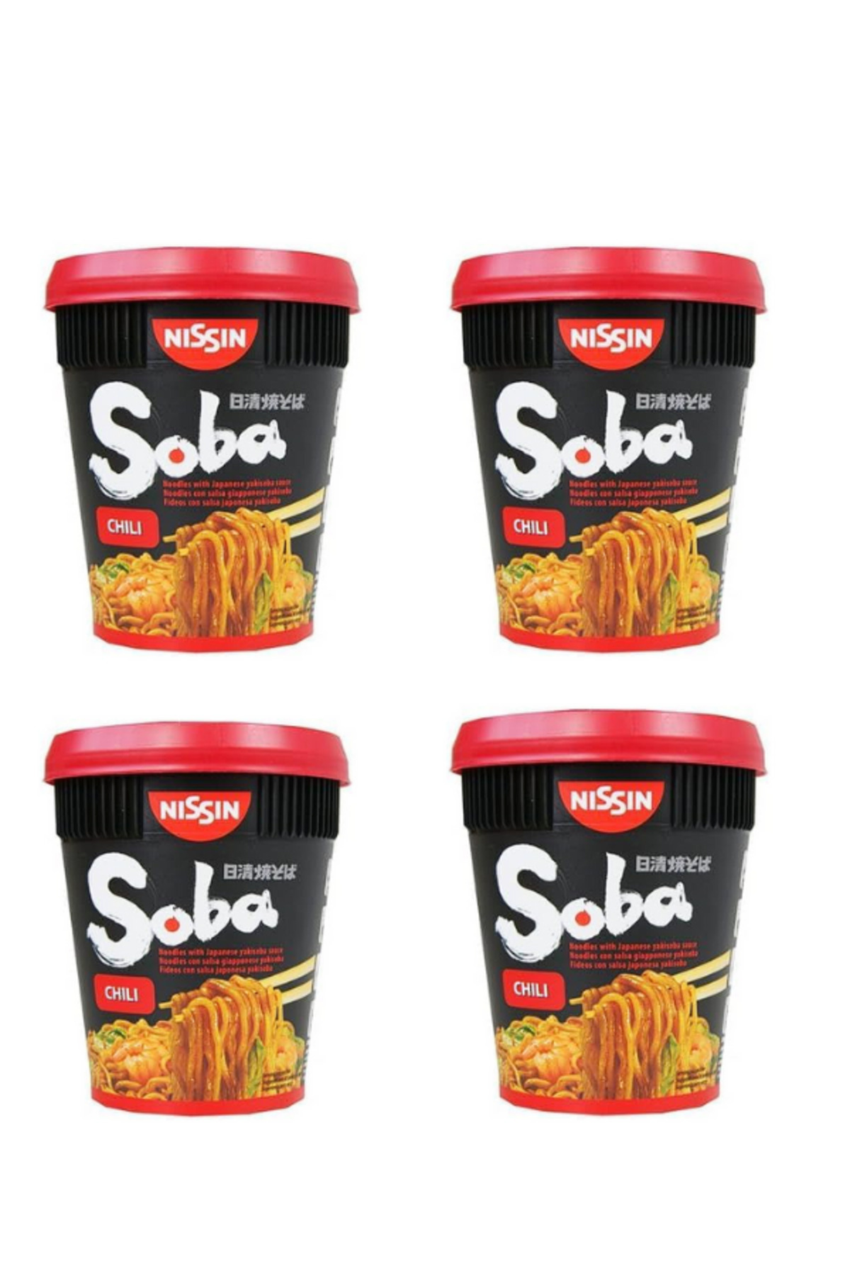 Nissin Noodles NISSIN SOBA CUP CHILLI 92 GR 4'LÜ SET JAPON NOOUDLE