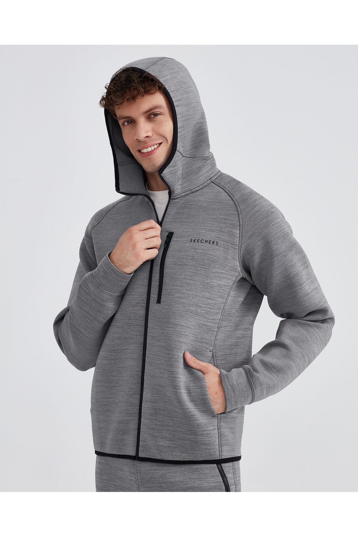 Skechers M Scuba Coll. Full Zip Hoodie Sweatshirt Men s Gray