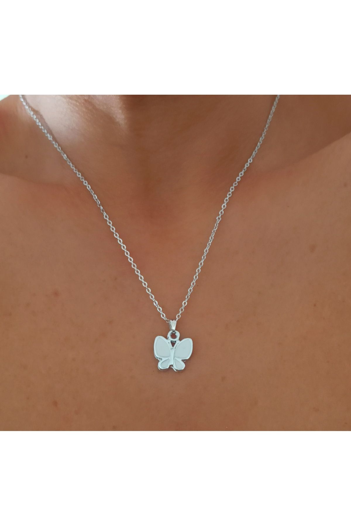 Silver shop butterfly choker