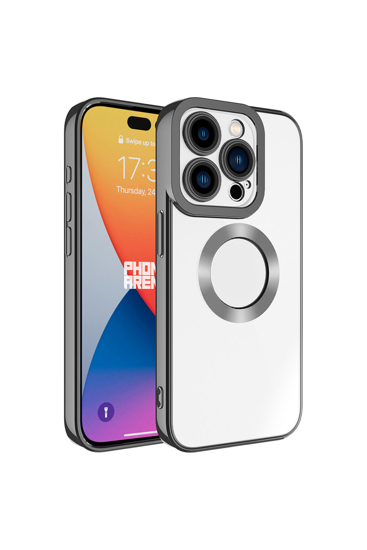 Apple iPhone 15 Pro Case Compatible Case Camera Protected Logo Showing Omega Transparent Cover