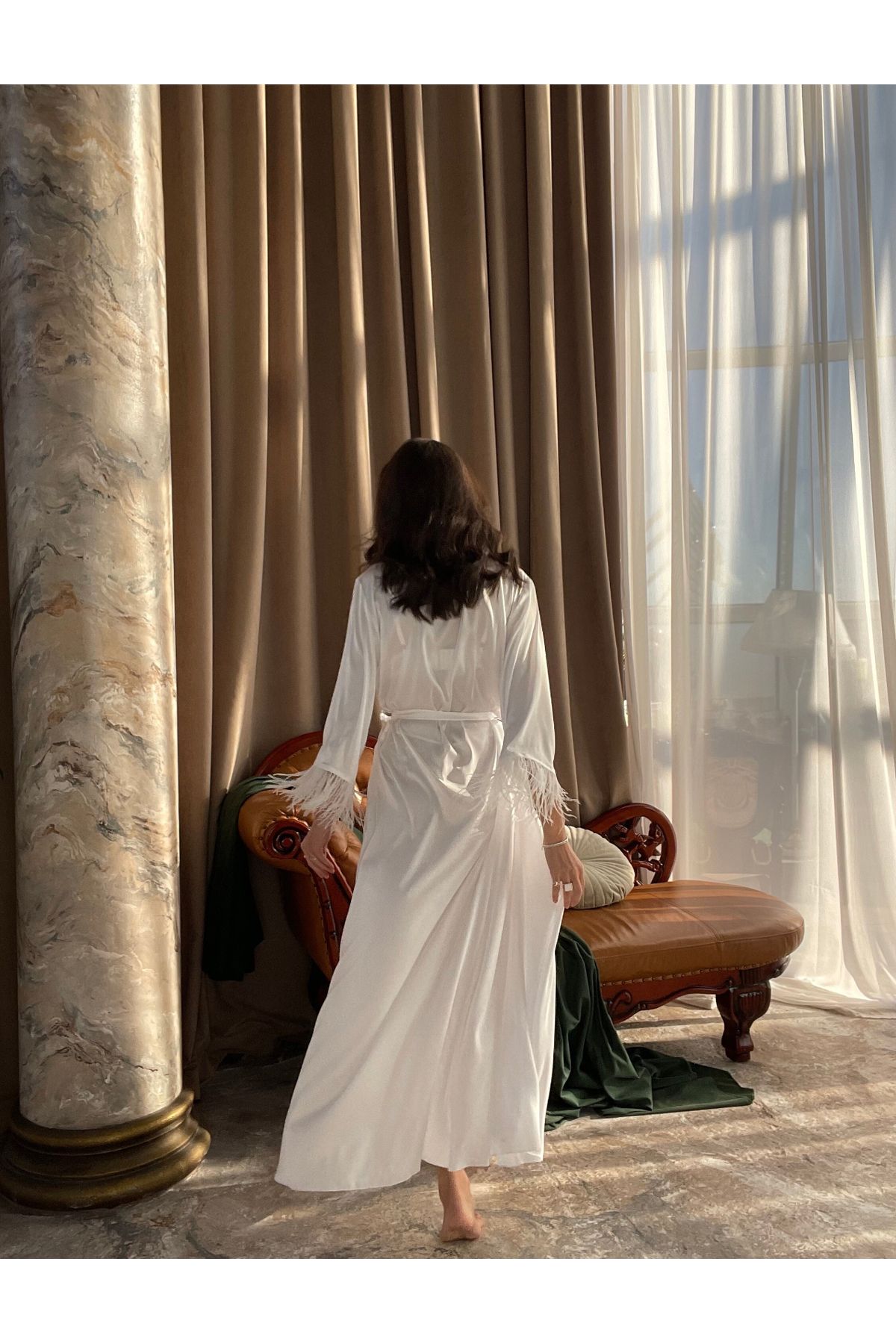 Ivory silk dressing gown hot sale