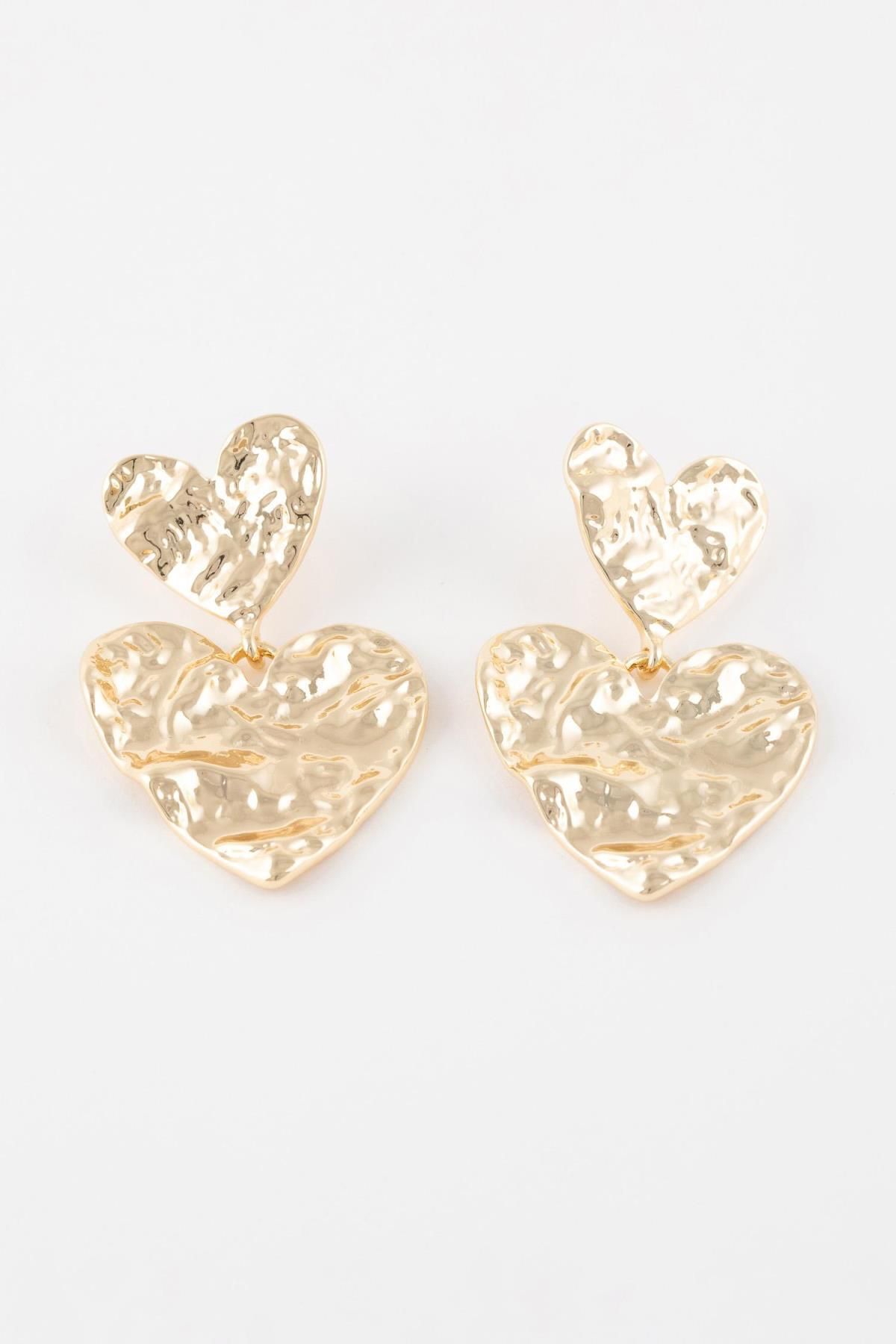 Gold heart sales nugget earrings