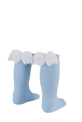 Mavi Melek Kanadı Dizaltı Çorap 1-2 Yaş Kız Çocuk / Bebek MKDÇ