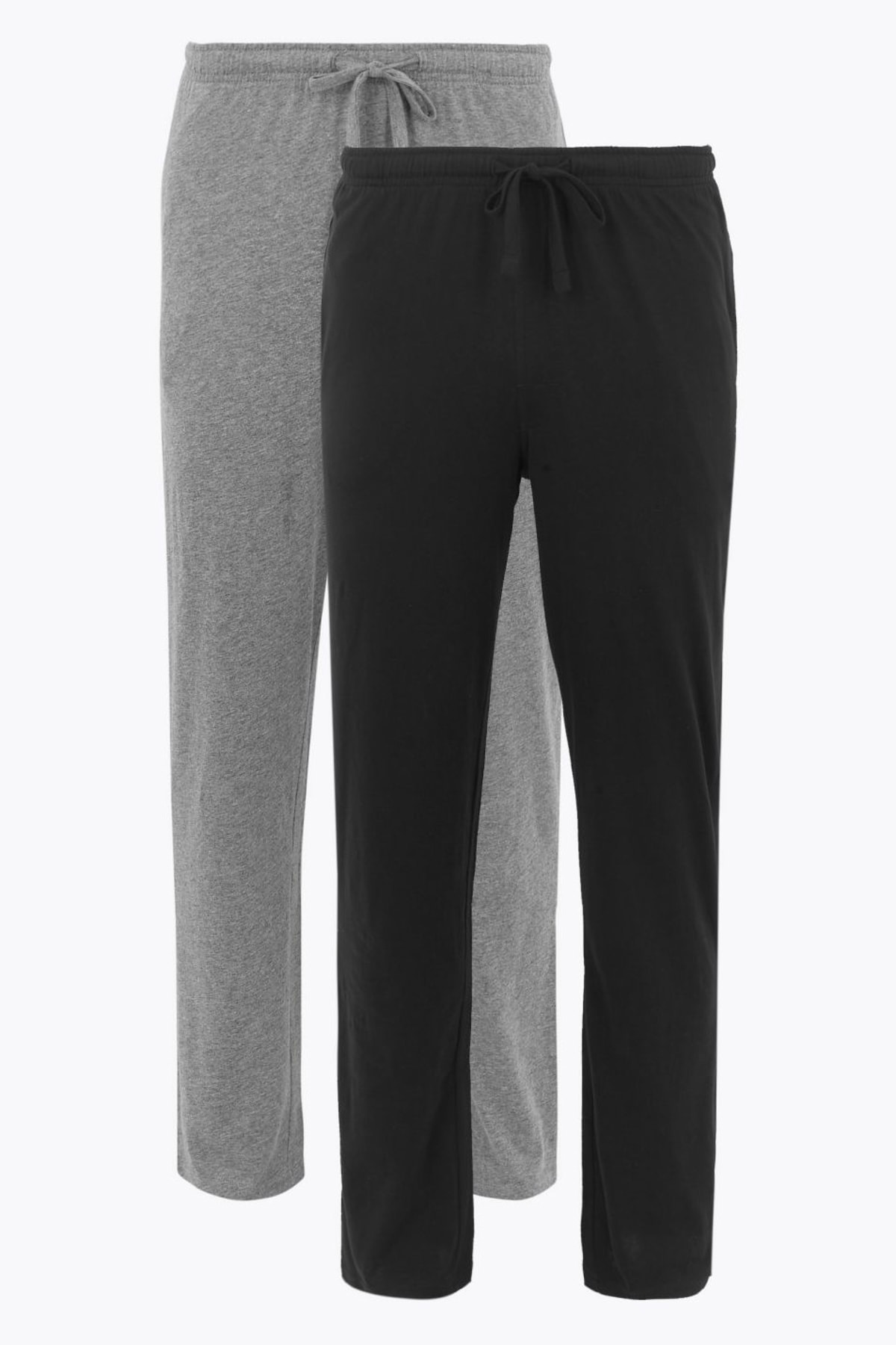 Marks & Spencer Erkek Siyah 2'li Saf Pamuklu Pijama Altı Seti T07003117