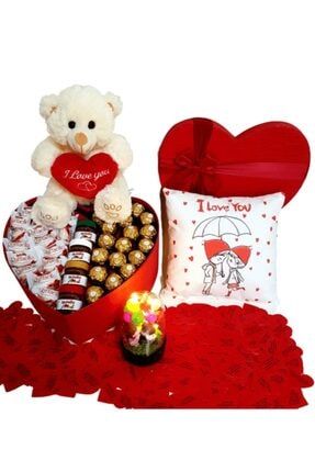 Sevgiliye Hediye Çikolata I Love You Mesaj Aşkın Büyüsü Işıklı Balonlu Fanus HAN-AŞKI-1135