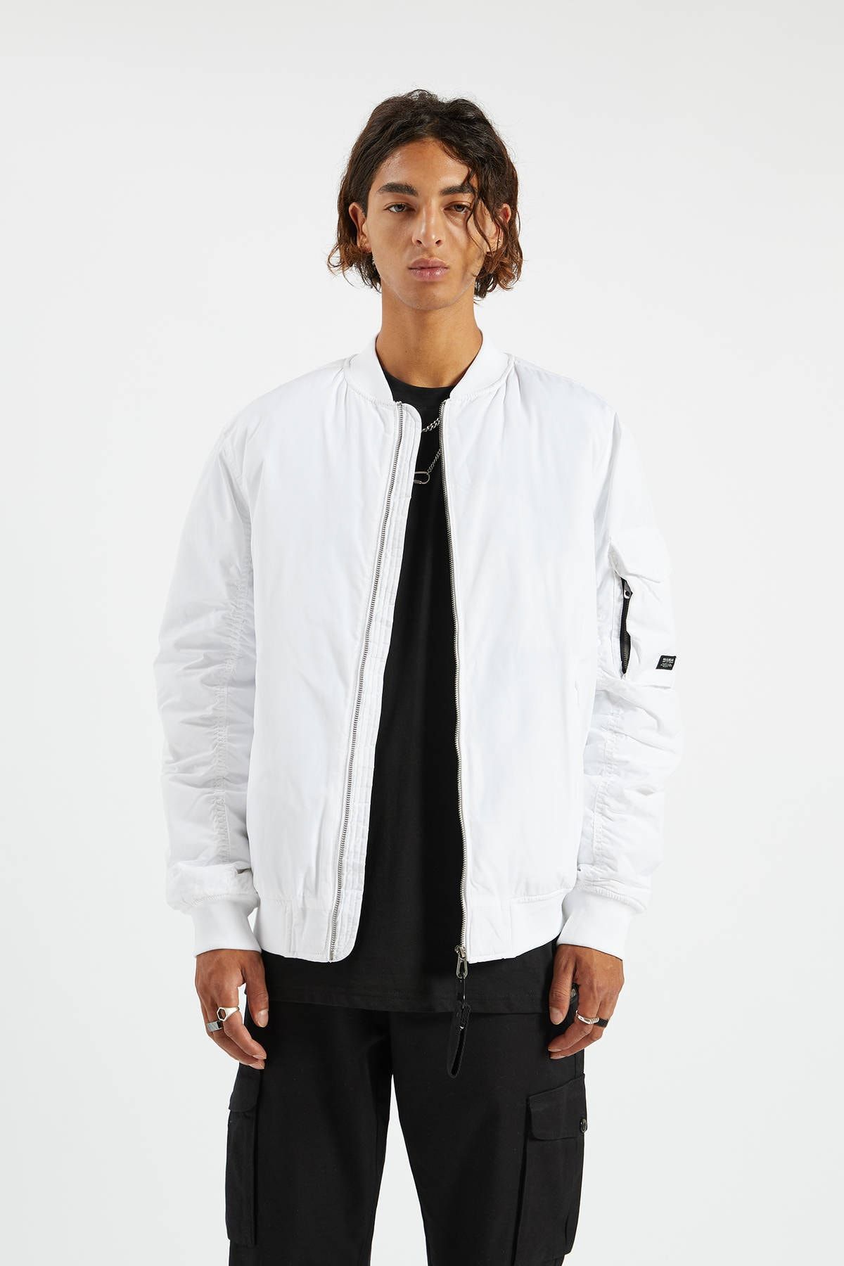Pull Bear Erkek Beyaz Basic Bomber Ceket 09714506 Trendyol
