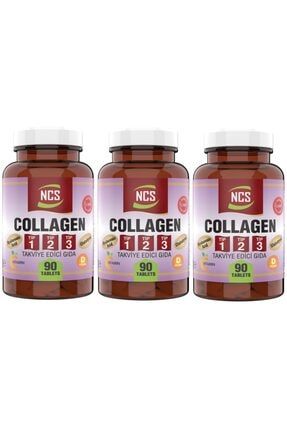 Collagen (kolajen) (tip) 1-2-3 Hyaluronic Acid 3 X 90 Tablet Glutatyon C & E & D Vitamini ncsglttip3x90