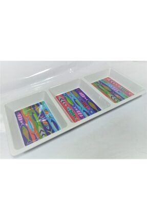 Dereli Matbaa 3 Gozlu Melamin Kahvalti Meyve Yemek Tabagi 36x16 Kase Araligi 11x14cm Derinlik 2 5 Cm Trendyol