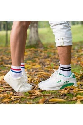 Unisex Çok Renkli 4 Çift Karışık Kolej Tenis Çorabı Çmnya-2014