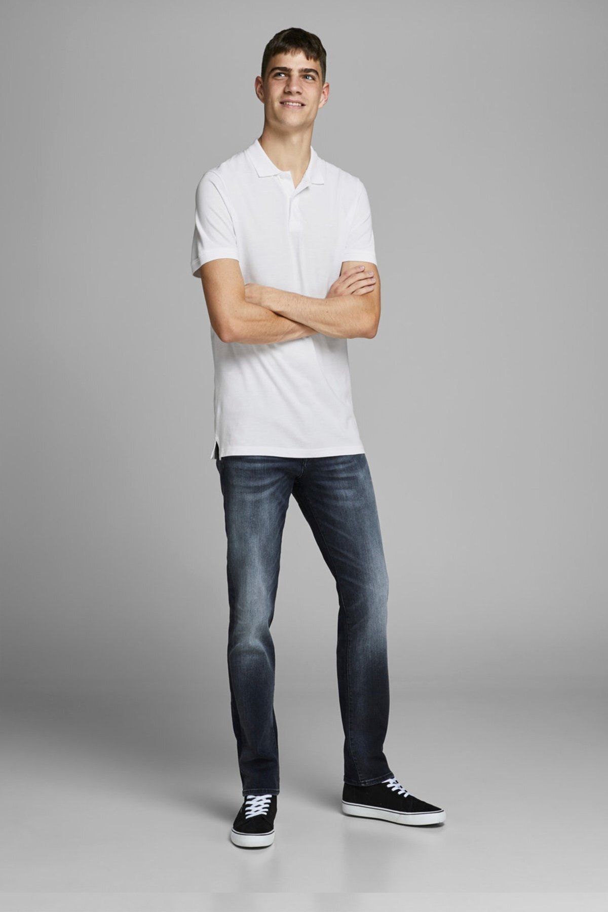 تی شرت یقه پولو سفید مردانه اورجینال Jack Jones Jack & Jones