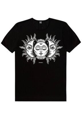 Ay Güneş Siyah Kısa Kollu Erkek T-shirt 1M1BM275FS
