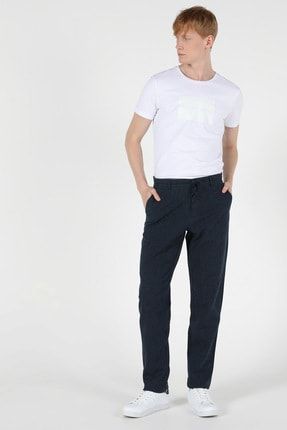 Regular Fit Orta Bel Düz Paça Erkek Lacivert Pantolon CL1049540