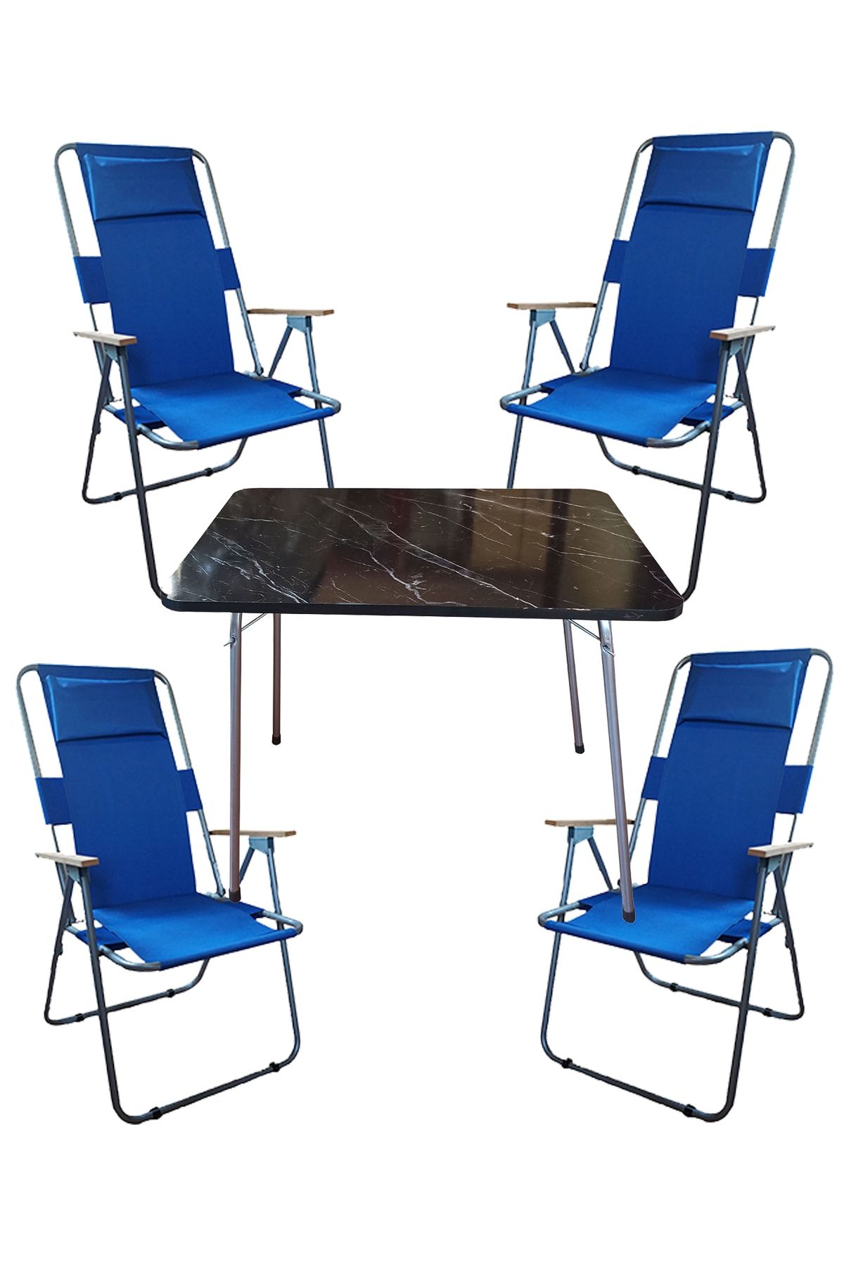 navis home katlanir yastikli 4 adet sandalye 1 adet 60x80 masa mavi ve siyah fiyati yorumlari trendyol