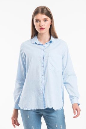 Kadın Açık Mavi Püskülü Gömlek 10434