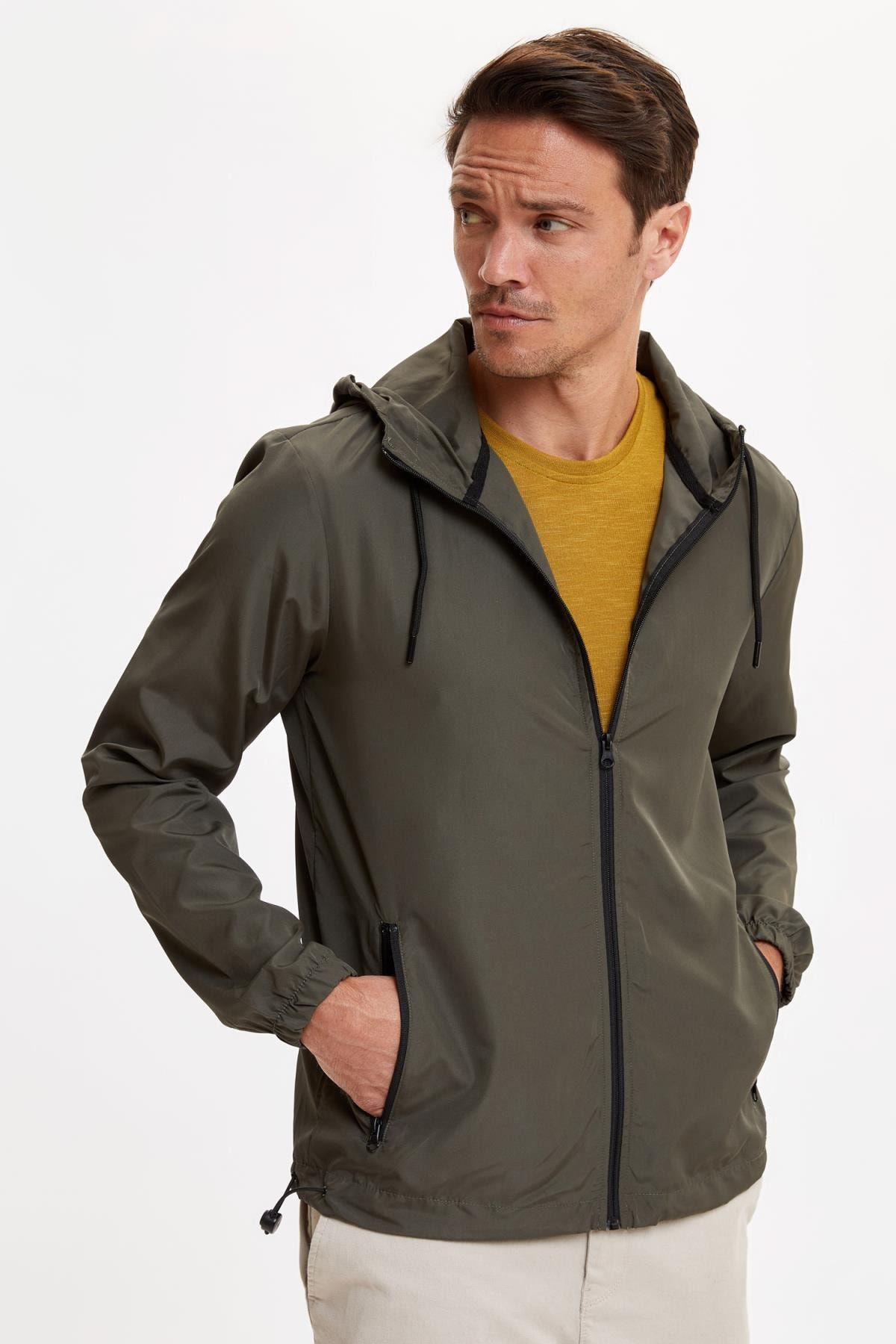 Defacto Erkek Haki Basic Kapusonlu Mont R1280az20au Trendyol