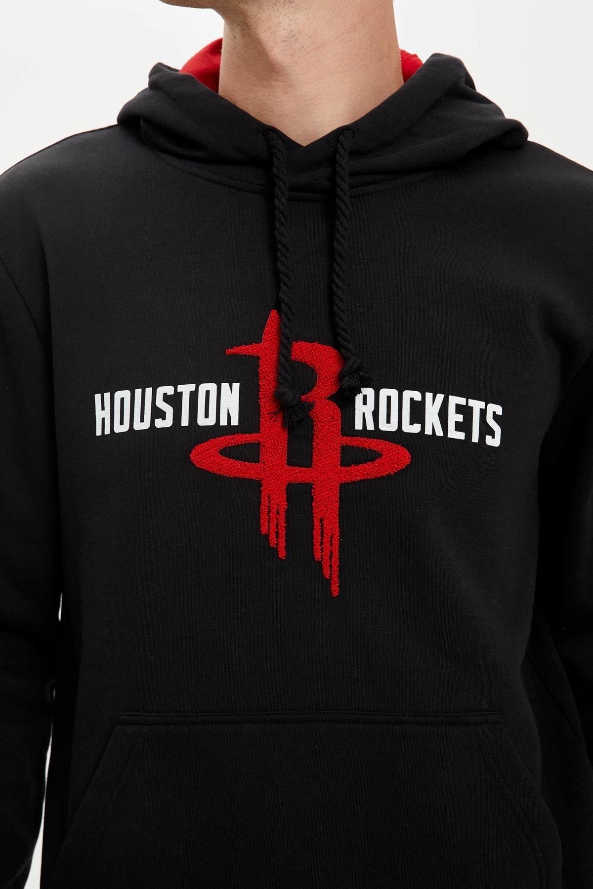 Defacto Erkek Siyah Nba Lisansli Slim Fit Kapusonlu Sweatshirt R3249az20au Trendyol