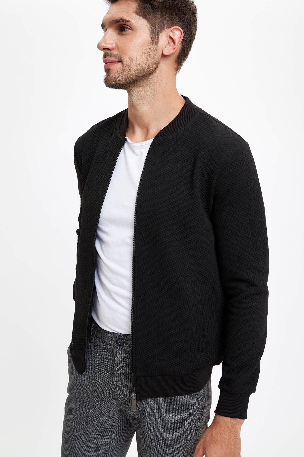 Defacto Erkek Black Red Slim Fit Fermuarli Bomber Hirka R0472az20au Trendyol