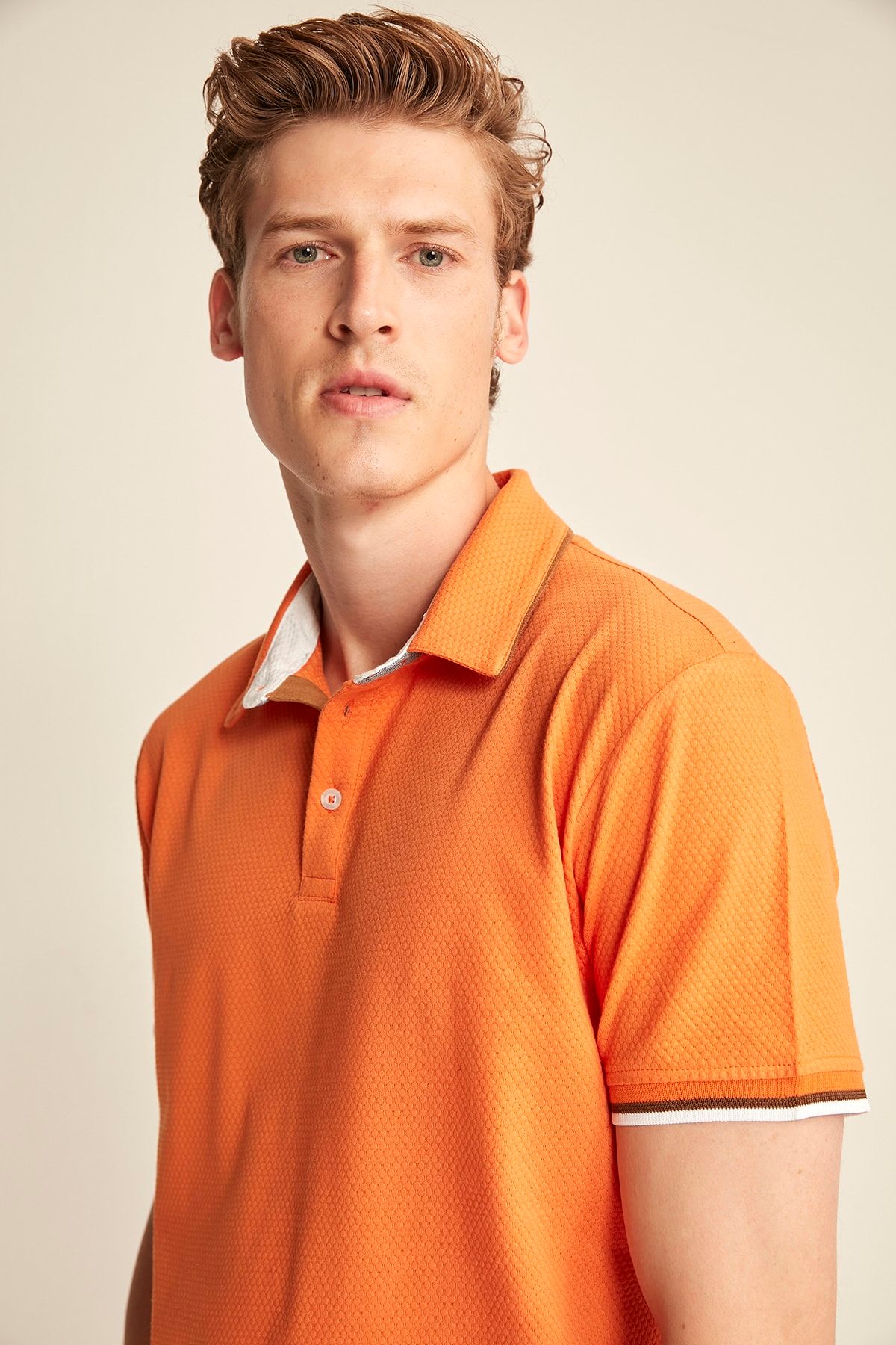 Dark orange polo shirt discount