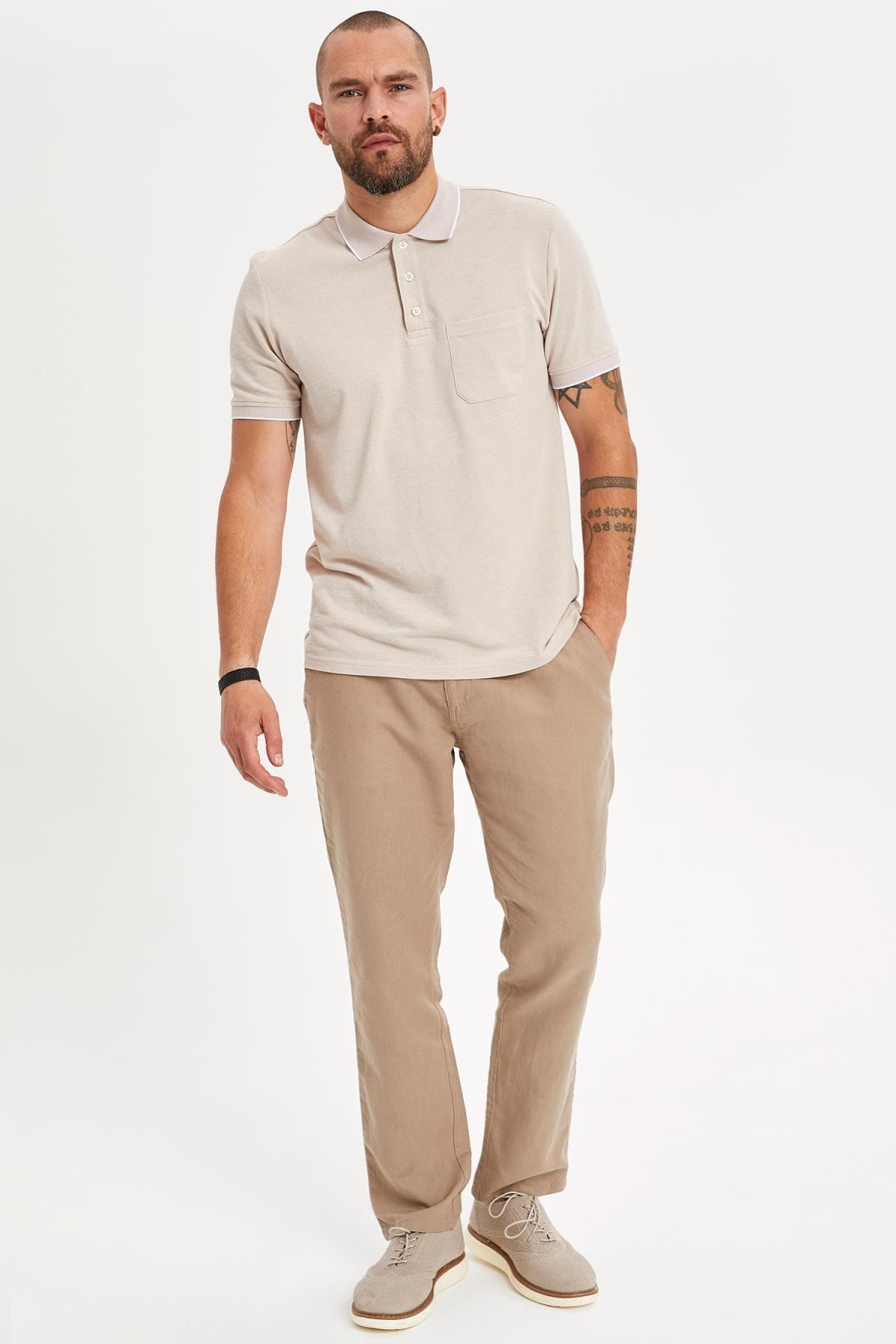 Defacto Erkek Bej Keten Pantolon K3992az 19sm Bg404 Trendyol