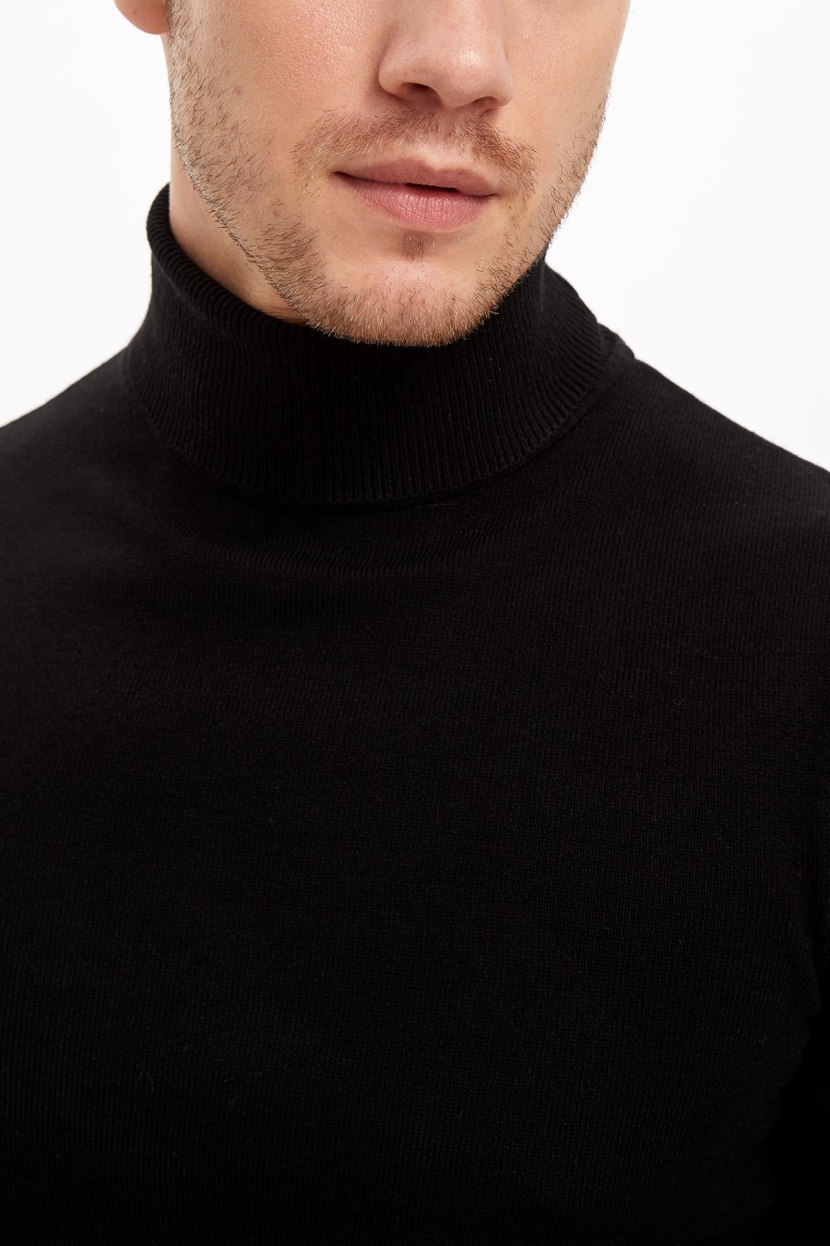 بافت و پلیور مردانه مشکی دفکتو | L0881AZ.19WN.BK27 اورجینال - تصویر 3