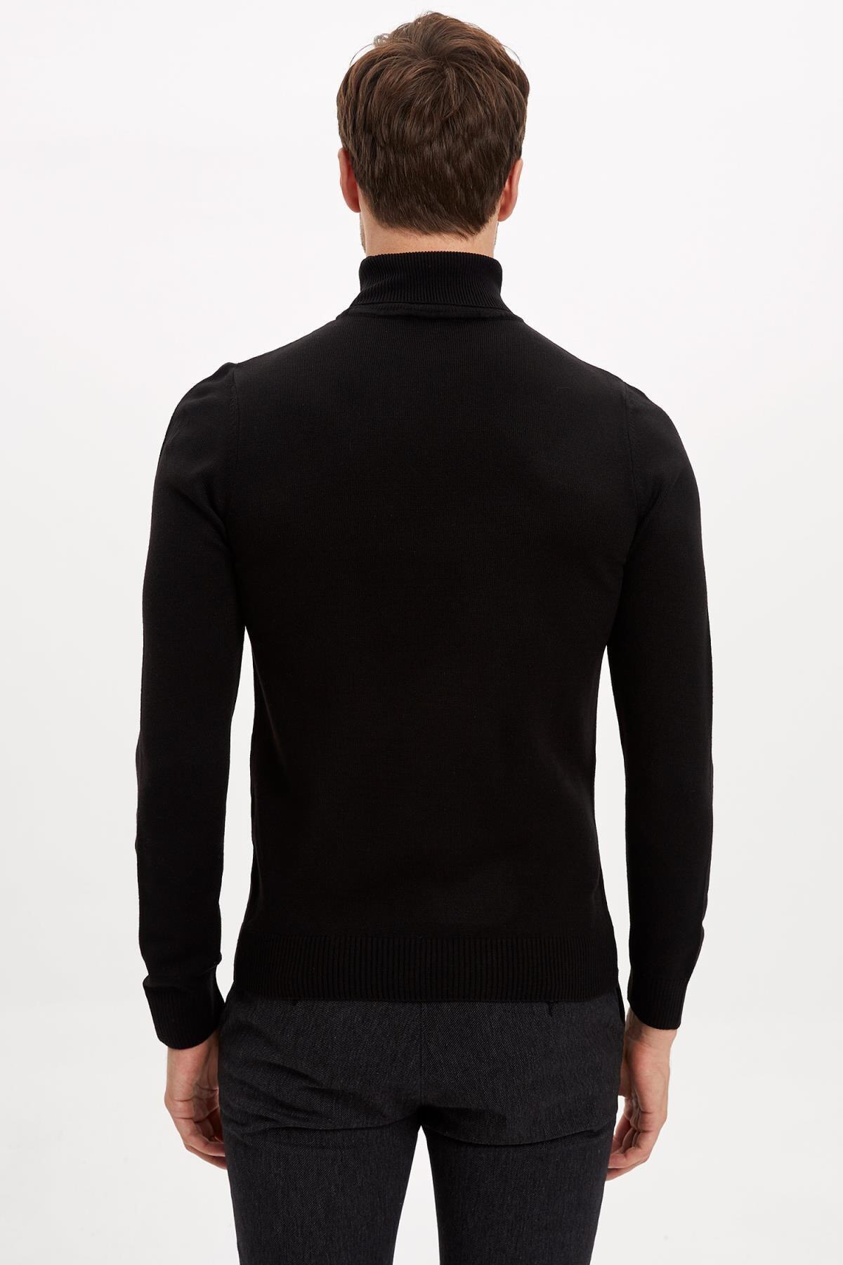 بافت و پلیور مردانه مشکی دفکتو | L0881AZ.19WN.BK27 اورجینال - تصویر 4