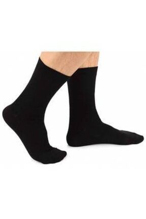Damlaca 12 Çift Ekonomik Siyah Pamuklu Erkek Mevsimlik Çorap 1 Düzine Çorap Eko-7865