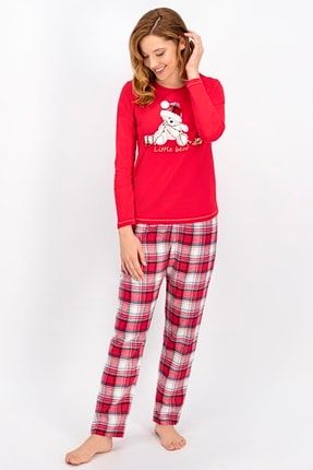 Kadın Kırmızı Little Bear Pijama Takımı AR1014-S
