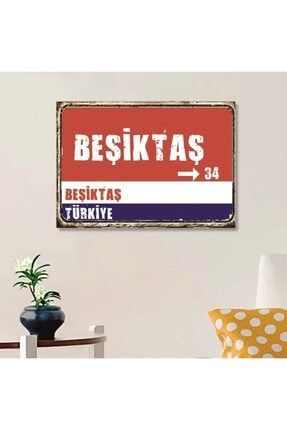 Beşiktaş Tabelası Ahşap Retro Poster 17,5x27,5 Cm frmn700000827