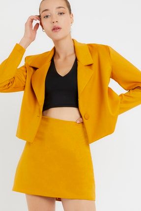 Kadın Hardal Sarı Blazer Ceket CKT-00273