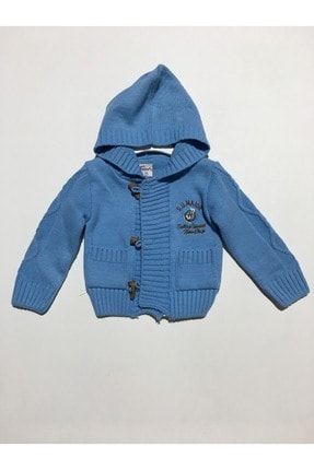Erkek Bebek Mavi Kapüşonlu Hırka 1172MAVİ