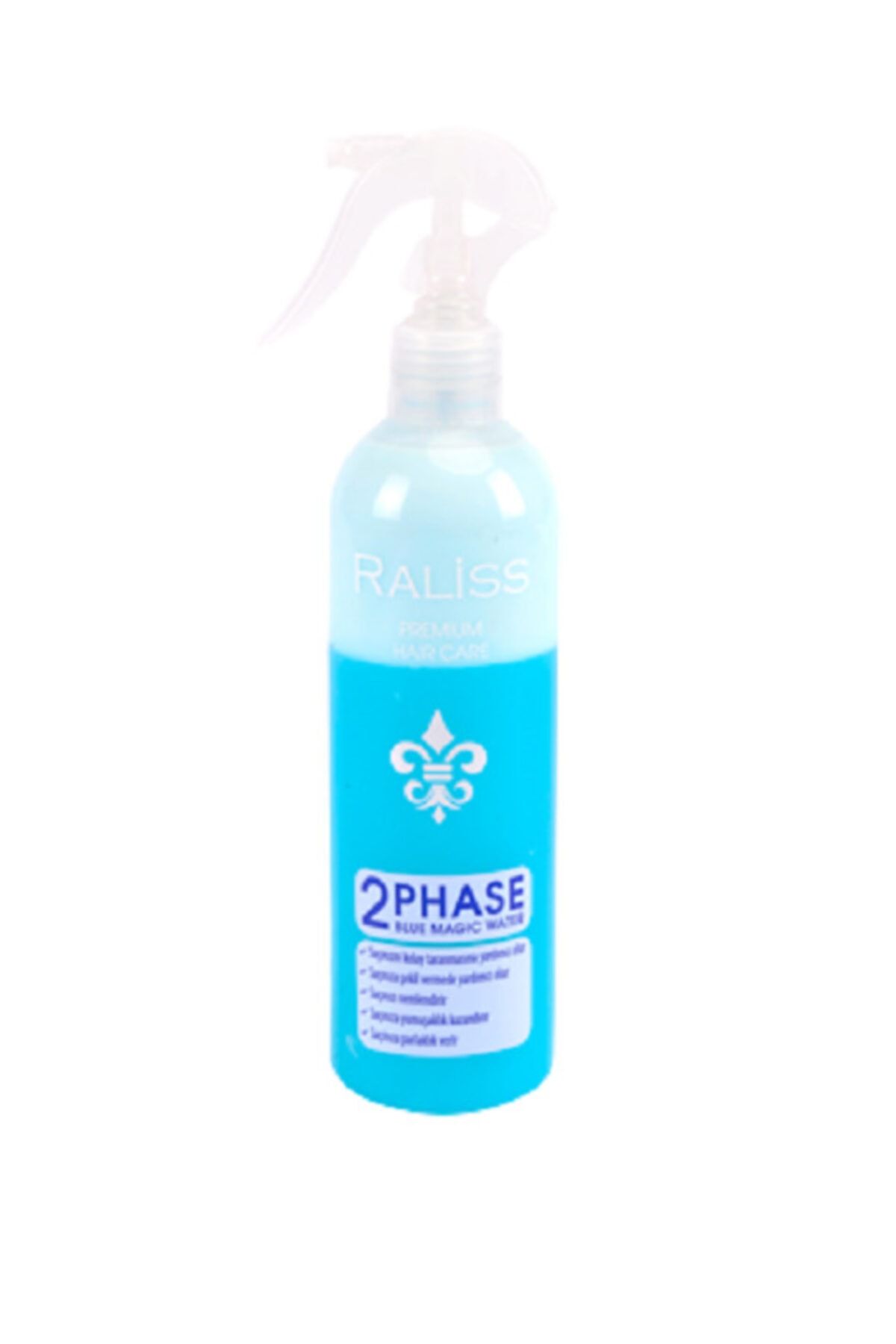 Raliss 2 Phase Blue Magic Water 320 ml (موهای خشک، آسیب دیده، وز و سخت شانه کردنی) AyasEğiticiOyuncak