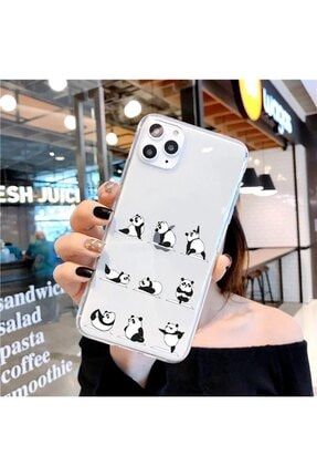 Iphone 11 Pro Max Sevimli Panda Desenli Şeffaf Kılıf pandaklfmd459