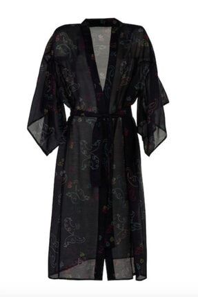 Kadın Siyah Uzun Kimono IOKC001
